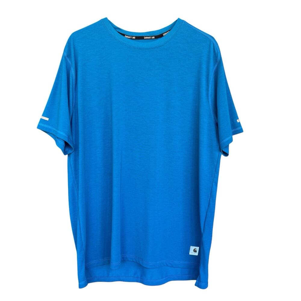 Carhartt Mens LWD Shirt Large Relaxed Fit Blue Workwear Short Sleeve Casual